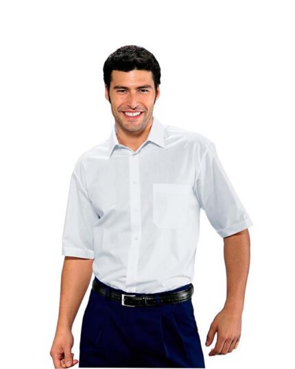 camisa hombre blanca manga corta con bolsillo