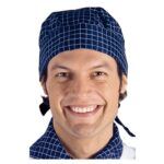 Bandana cocinero estampada con cuadros en azul y blanco Glasgow Isacco