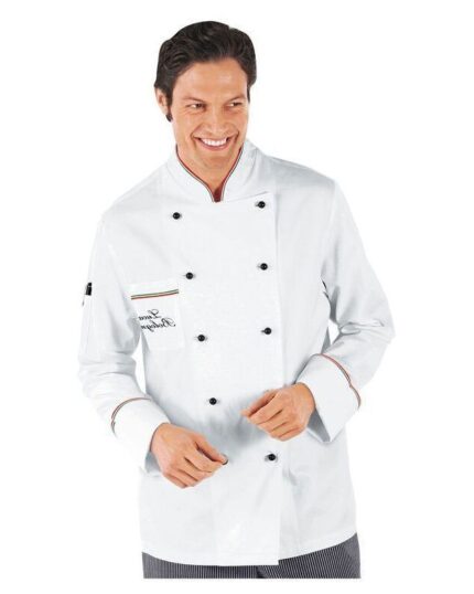 chaqueta cocina blanca prestige hombre botones e1741692705862