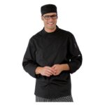 chaqueta cocinero negra extra microperforado isacco e1745331311937
