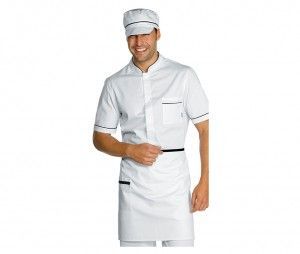 delantal corto blanco negro cocinero isacco vita