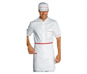 delantal corto blanco rojo cocinero isacco vita