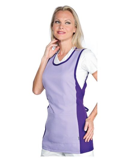 Delantal lila sanitario para camarero y peluquería Isacco - Ropa de trabajo funcional y elegante