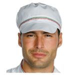 Gorra de trabajo blanca con bandera de Italia