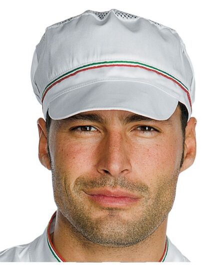 Gorra de trabajo blanca con bandera de Italia
