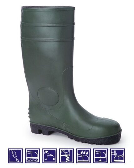 Bota pocera de agua en verde en nitrilo y PVC.