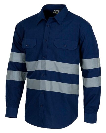 camisa trabajo reflectante marino workteam b8007