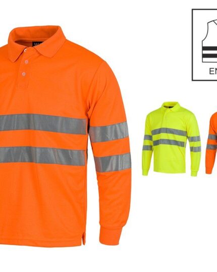 polo alta visibilidad con cintas reflectantes amarillo naranja
