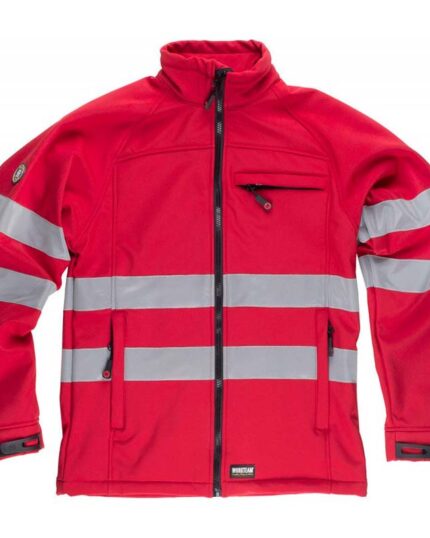 chaqueta impermeable roja reflectante de industria