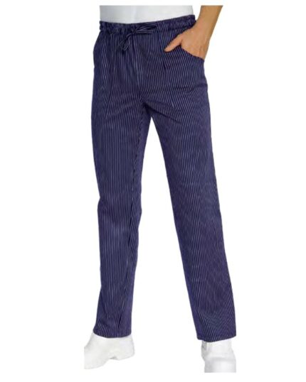Pantalón de cocinero azul con estampado a rayas Isacco Vienna azul