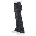 Pantalón de cocina negro con estampado a rayas