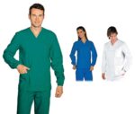 Casaca Sanitaria algodón cuello pico manga larga