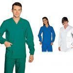 Casaca Sanitaria algodón cuello pico manga larga