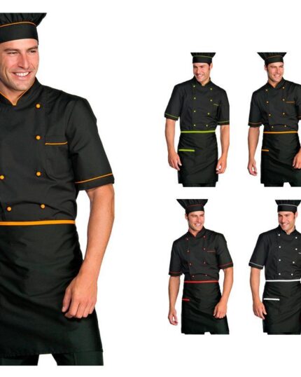delantal sin peto color negro hombre y mujer cocineros