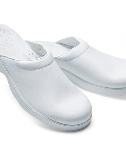 zueco de piel blanco