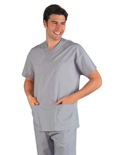 Casaca sanitaria en oferta gris manga corta 045012