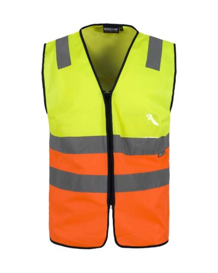 Chaleco alta visibilidad Workteam naranja y amarillo con reflectantes y alta visibilidad