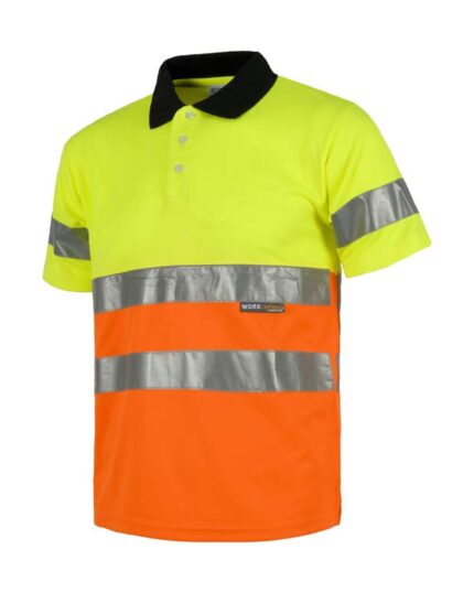Polo alta visibilidad naranja y amarillo