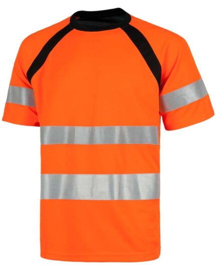camiseta naranja manga corta reflectante alta visibilidad