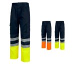 pantalón de trabajo azul marino amarillo naranja reflectante alta visibilidad