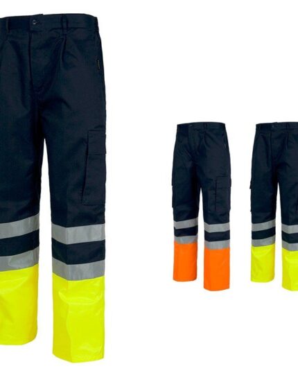 pantalón de trabajo azul marino amarillo naranja reflectante alta visibilidad