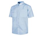 camisa laboral con rejilla traspirable azul celeste