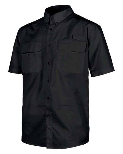 camisa laboral con rejilla traspirable negra