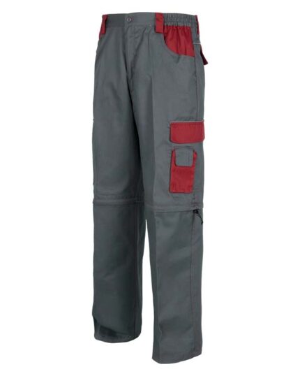 pantalon multibolsillos reflectante gris granate