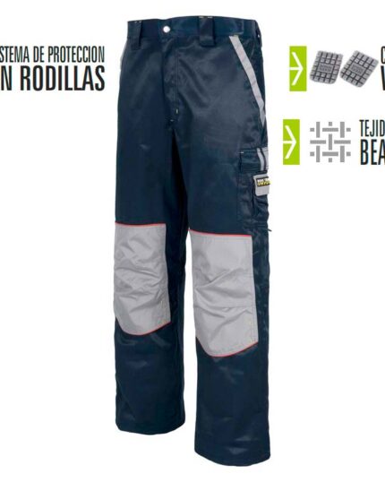 pantalón laboral tejido antimanchas azul gris