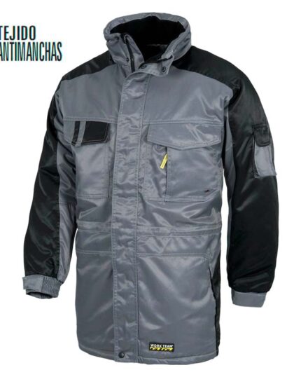 parka color gris tejido antimanchas para el frío