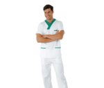 casaca sanitaria pijama enfermería cuello AV algodón