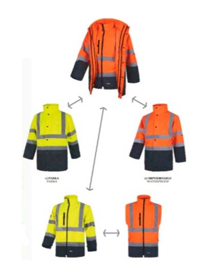 Parka de trabajo desmontable para hombre o mujer