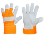 guantes de serraje alta visibilidada gris naranja