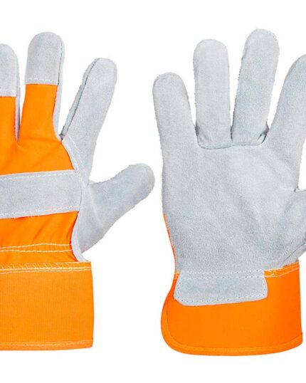 guantes de serraje alta visibilidada gris naranja