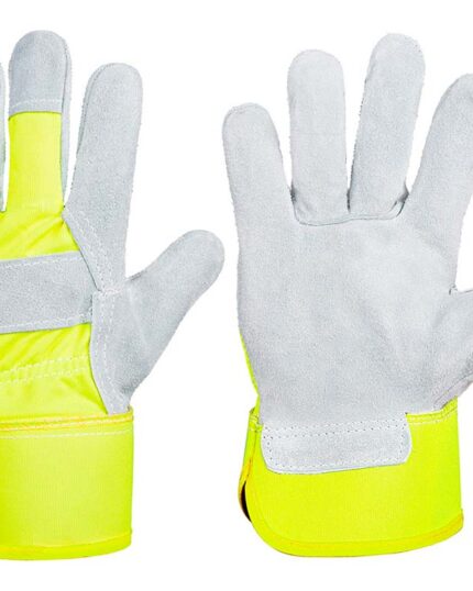guantes serraje alta visibilidad amarillo gris