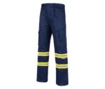 pantalón azul reflectante amarillo