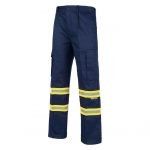 pantalón azul reflectante amarillo