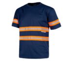 camiseta alta visibilidad reflectante azul manga corta
