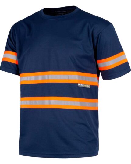 camiseta alta visibilidad reflectante azul manga corta