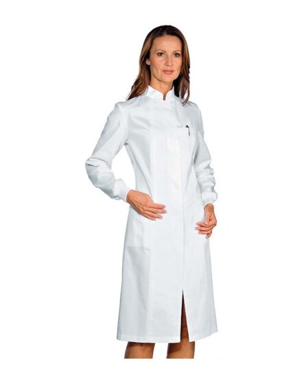 Bata blanca de mujer con puño