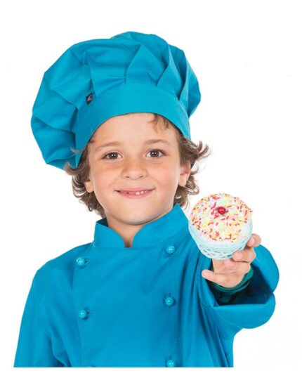 gorro infantil colores cocinero chef niños y niñas azul turquesa