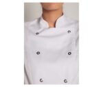 chaqueta mujer cocinera blanca cierre corchetes