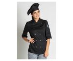 chaqueta mujer Chicote cocinera negra cierre corchetes