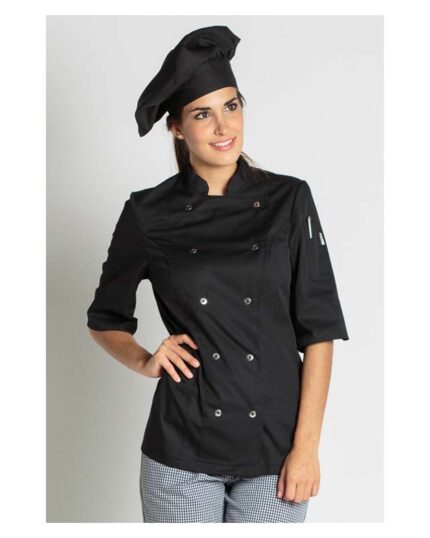 chaqueta mujer Chicote cocinera negra cierre corchetes