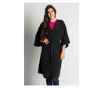 bata clienta peluquería kimono negro poliéster