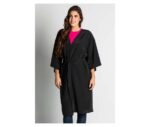 bata clienta peluquería kimono negro poliéster