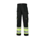 pantalón alta visibilidad negro amarillo reflectante de trabajo