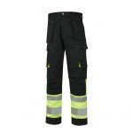 pantalón alta visibilidad negro amarillo reflectante de trabajo
