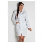 Bata sanitaria mujer blanca manga larga modelo clásico sanidad
