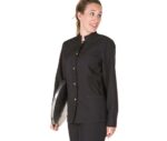 chaqueta coreana negra mujer botones dorados